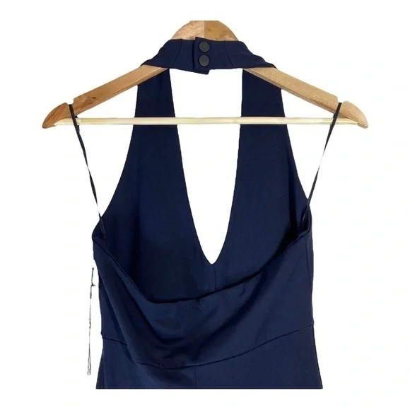 Susana Monaco Sleeveless Halter Neck Wide Leg Jumpsuit - Midnight Blue NWT - Picture 5 of 6